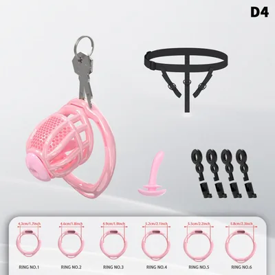 Honeycomb Mesh Adjustable Chastity Cage with Harness Strap (D4)