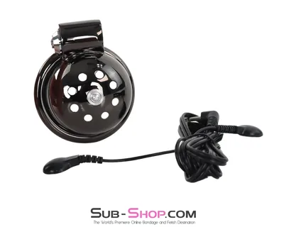 0619AE Tiny Flat Electro-Shock High Security Male Chastity Cage, Black