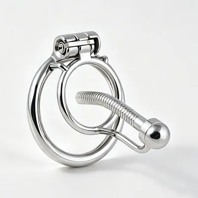 Chastity Cage Stainless Steel Penis Lock F238 with 8mm Catheter Men